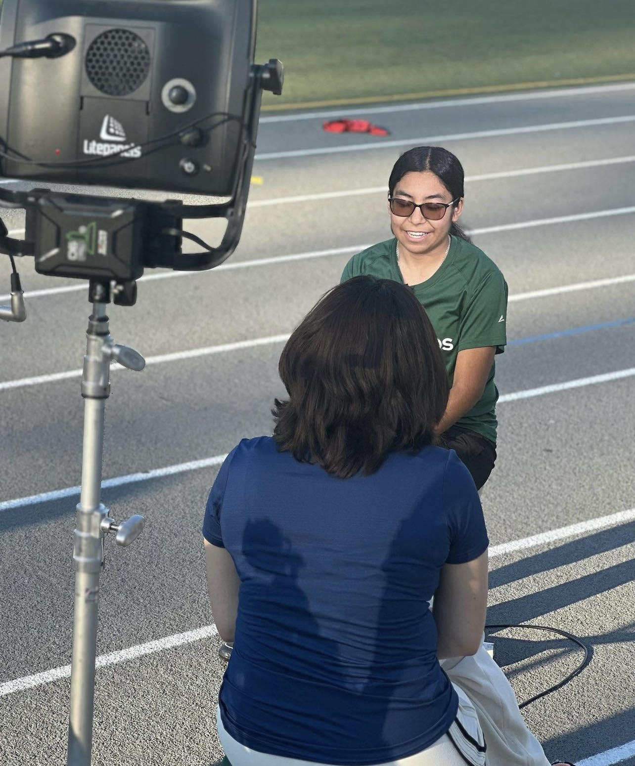 ELAC women's soccer player being interviewed by Carmen Marquez of Telemundo 52

(image courtesy of @elacwsoc IG)