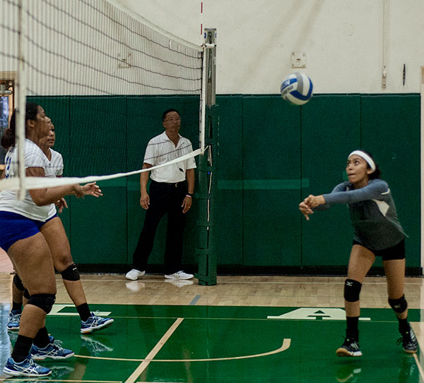 HUSKY DIG&mdash;East Los Angeles College freshman Vanessa Peralta moves to get one of her 46 digs in a five-set loss to San Bernardino College in a non-conference round-robin tournament in the South Gyms &ldquo;E&rdquo;rena on Sept. 25, 2015. PHOTO BY TADZIO GARCIA